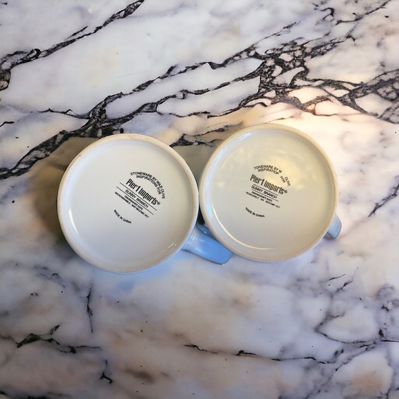 Pier 1 Sunny Branch Mug Set of 2 Wild Olive White Stoneware Yellow Leaves - Picture 2 of 2